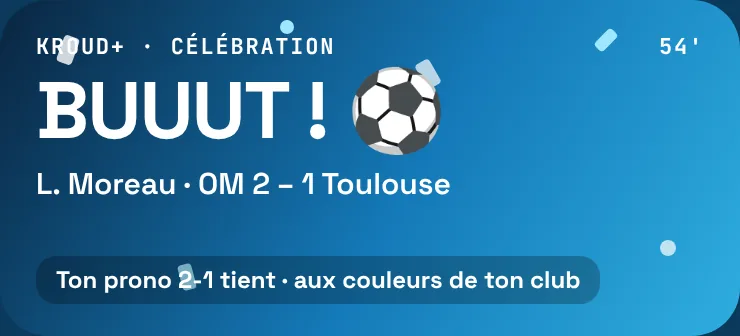 Célébration de but aux couleurs du club