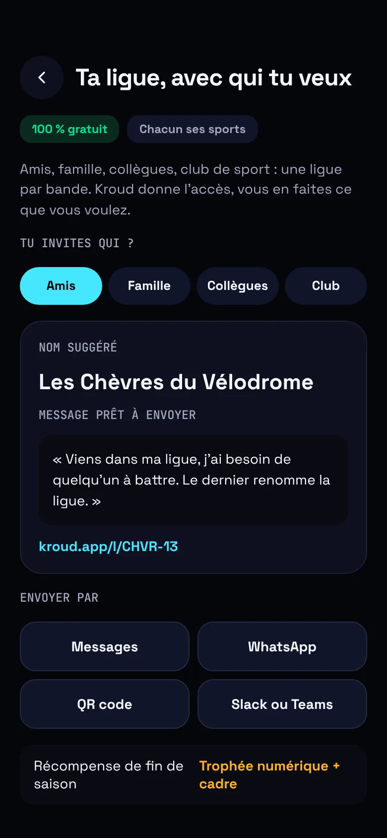 Inviter dans sa ligue