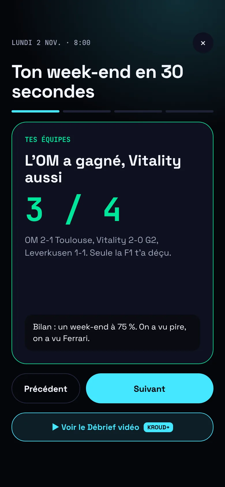 Résumé du lundi