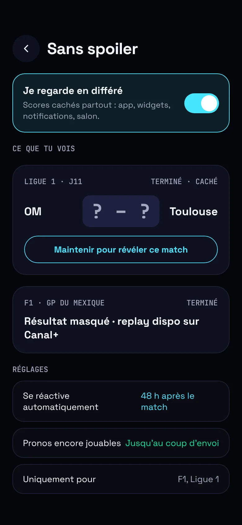 Mode sans spoiler