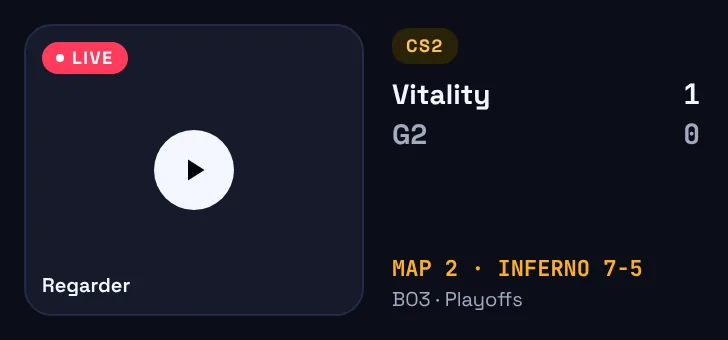 Widget e-sport avec stream